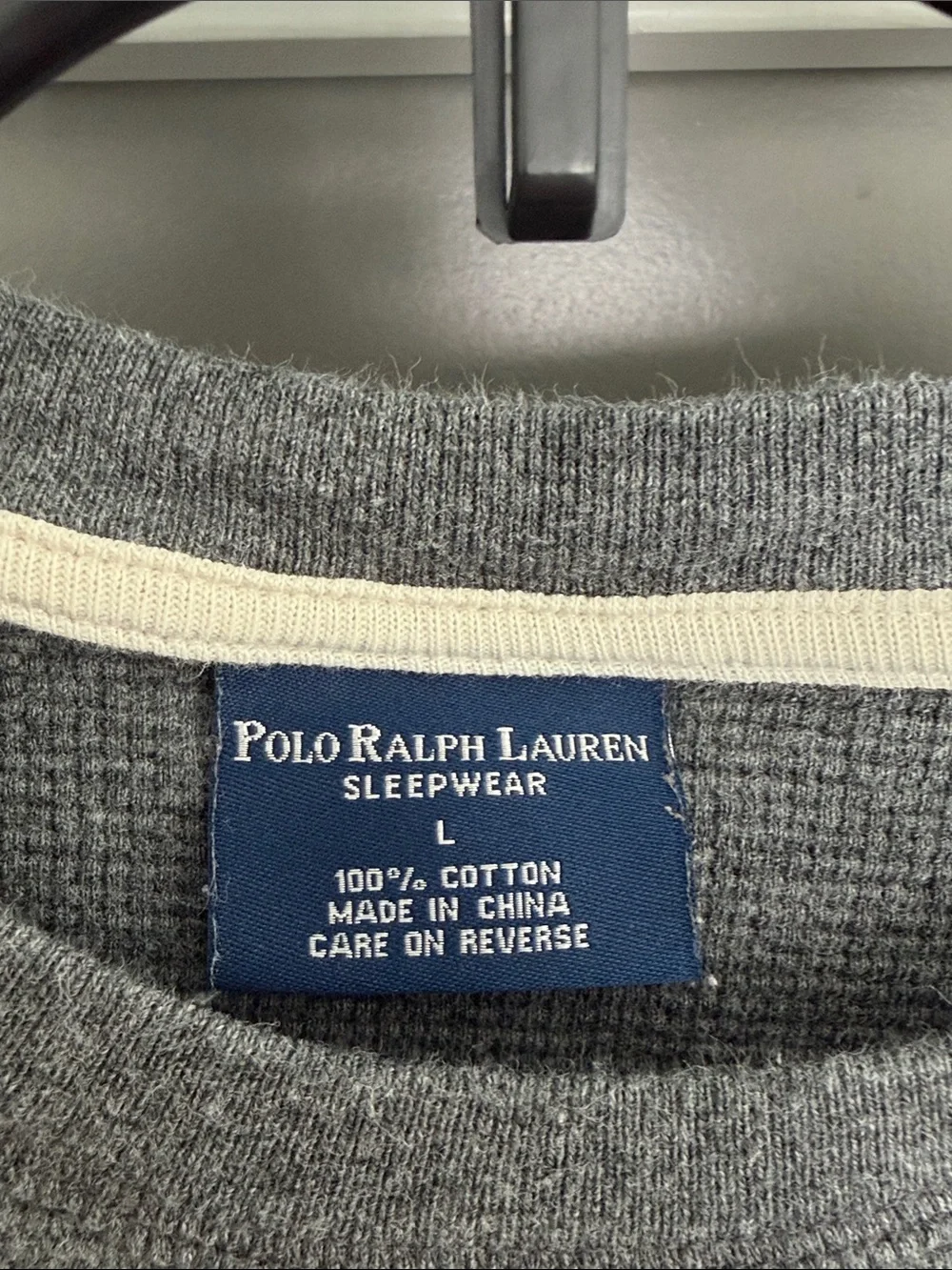 Polo Ralph Lauren Comfy Waffle Gray Crewneck Sleep Shirt with Pony Embroidery
